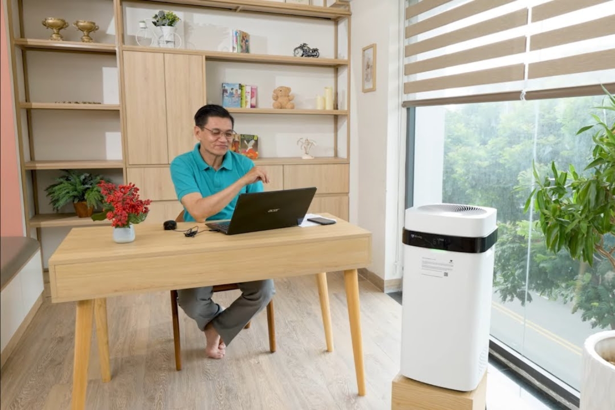 Máy lọc không khí Nhật Bản X5D màu trắng sở hữu thiết kế thanh lịch, hiện đại