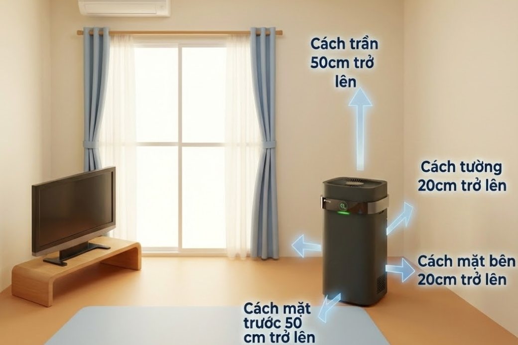 Vị trí thiết bị lọc không khí trong phòng ngủ