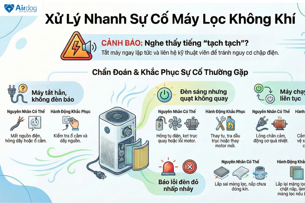 cách xử lý máy lọc không khí không lên nguồn