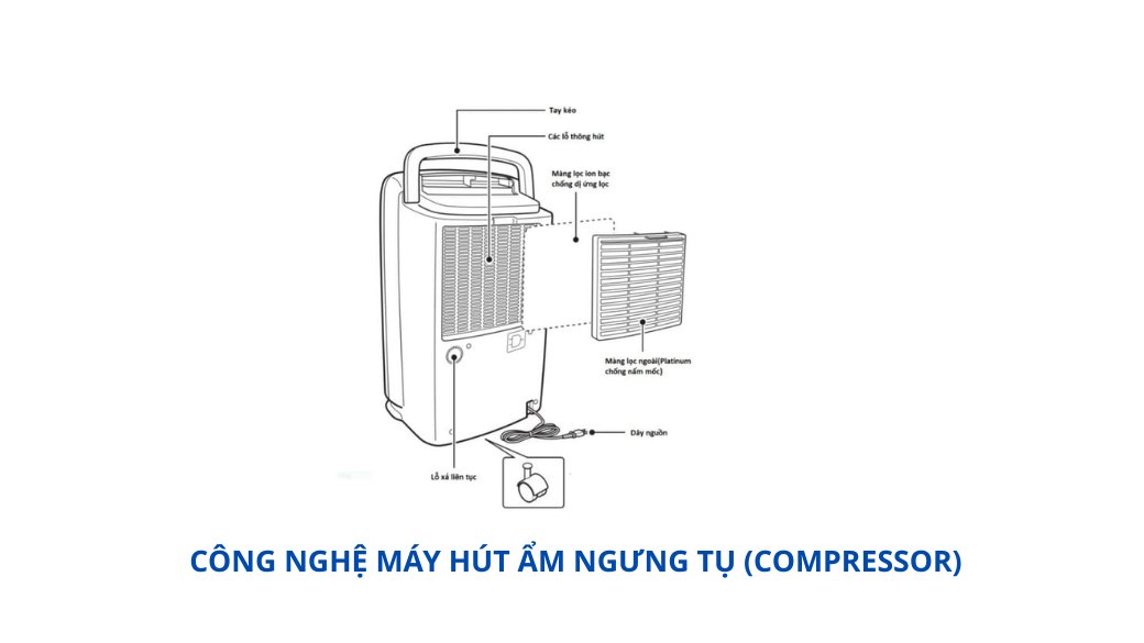 Máy hút ẩm ngưng tụ Compressor trong phòng khách