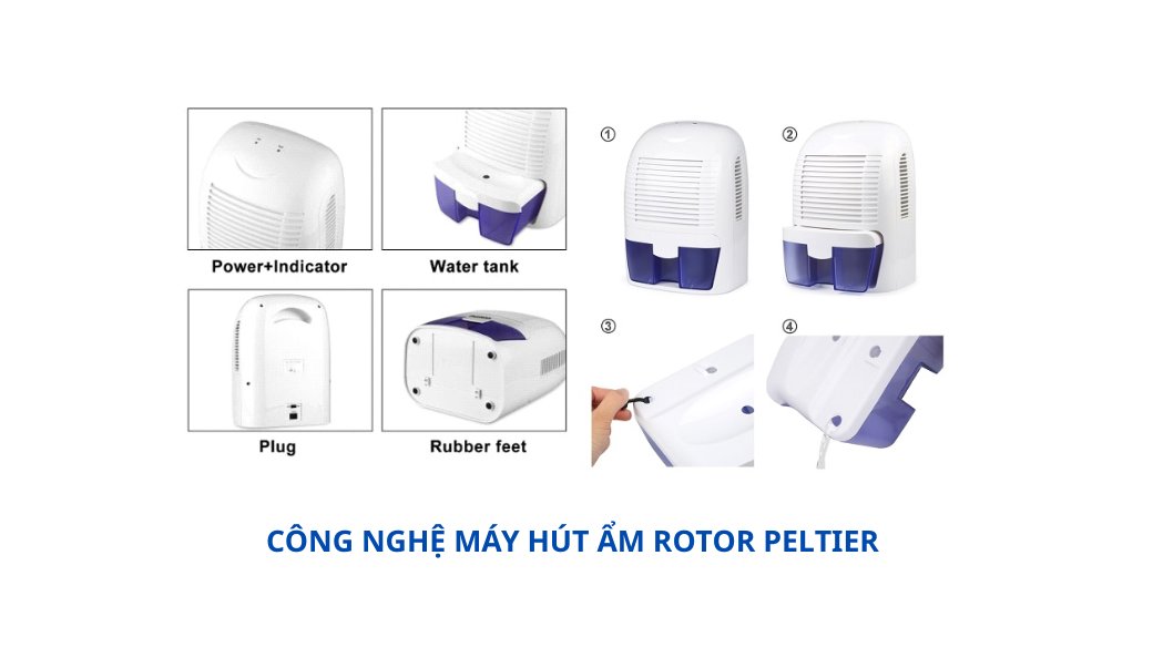 Máy hút ẩm mini rotor Peltier trong phòng ngủ