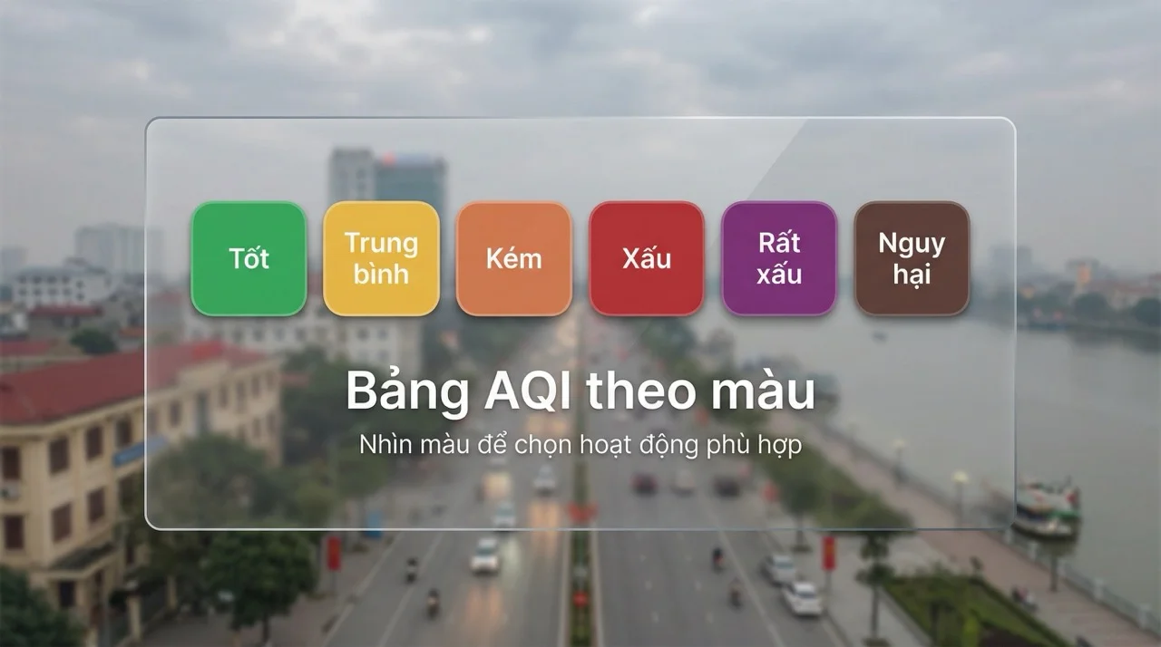 bảng AQI hải phòng theo màu