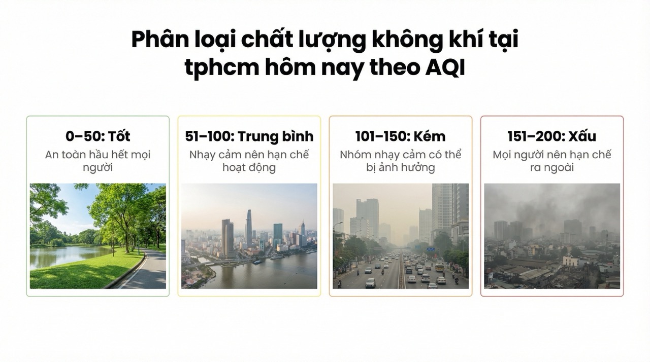 Các mức chỉ số AQI TPHCM