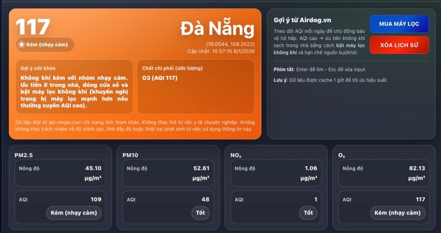 chất lượng không khí đà nẵng