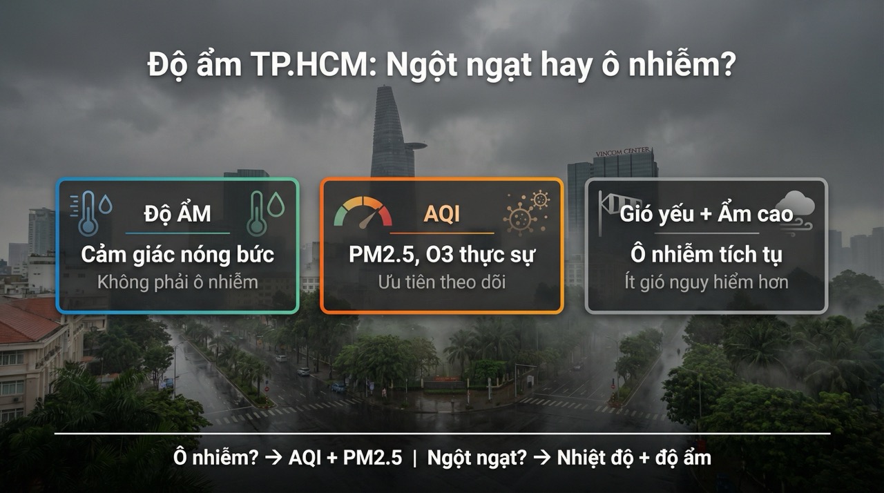 độ ẩm cao khiến cảm giác nóng bức và nặng nề hơn