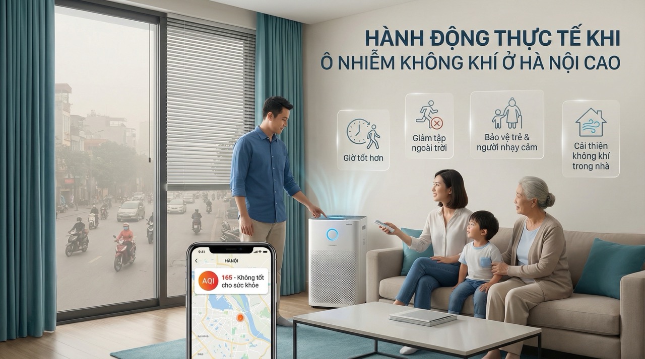Nên làm gì khi ô nhiễm không khí Hà Nội hôm nay tăng cao