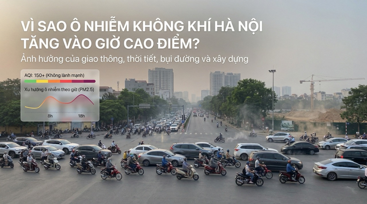 Ô nhiễm không khí ở Hà Nội tăng theo giờ cao điểm